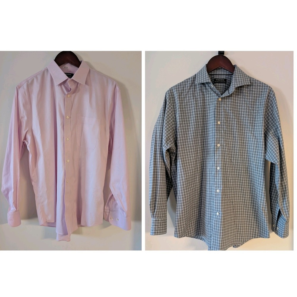 Lot Of (2) Nordstrom Mens Dress Shirts 15.5 And 16 32-33 Techsmart